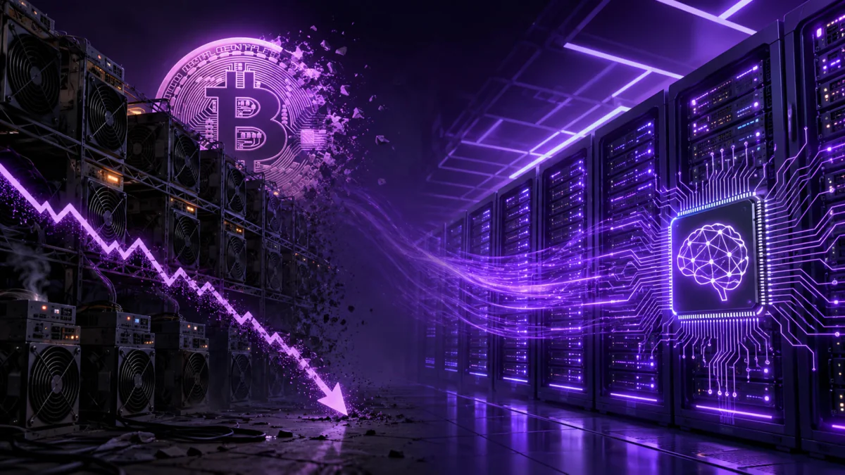 Сложность майнинга Bitcoin упала на 19,9% на фоне перехода майнеров к ИИ